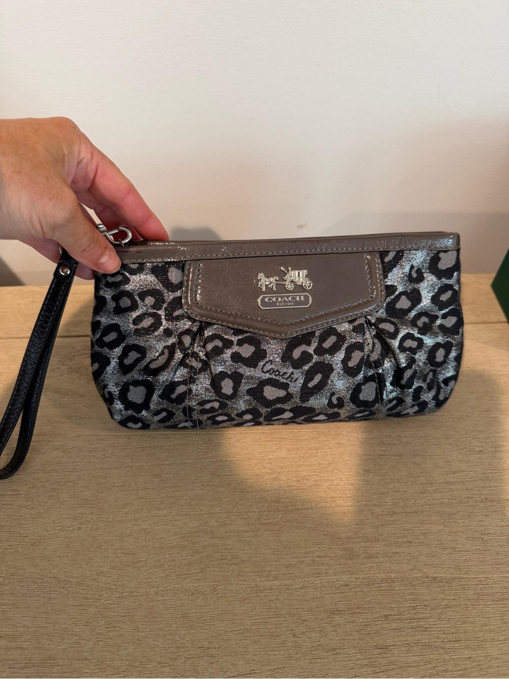 Coach Madison Ocelot Metallic Wristlet
